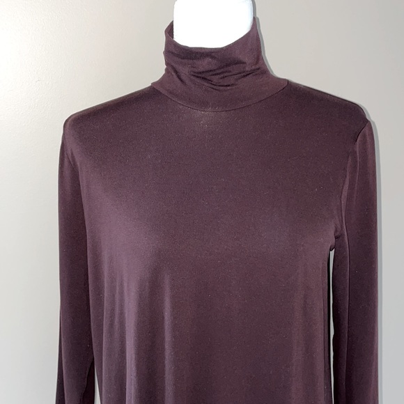 Eileen Fisher Scrunched Turtleneck Jersey Tunic, Brown, Size Small - Picture 3 of 10